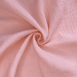 Ткань Муслин Жатый, цвет Нежно-Розовый (на отрез)  в Усть-Илимске